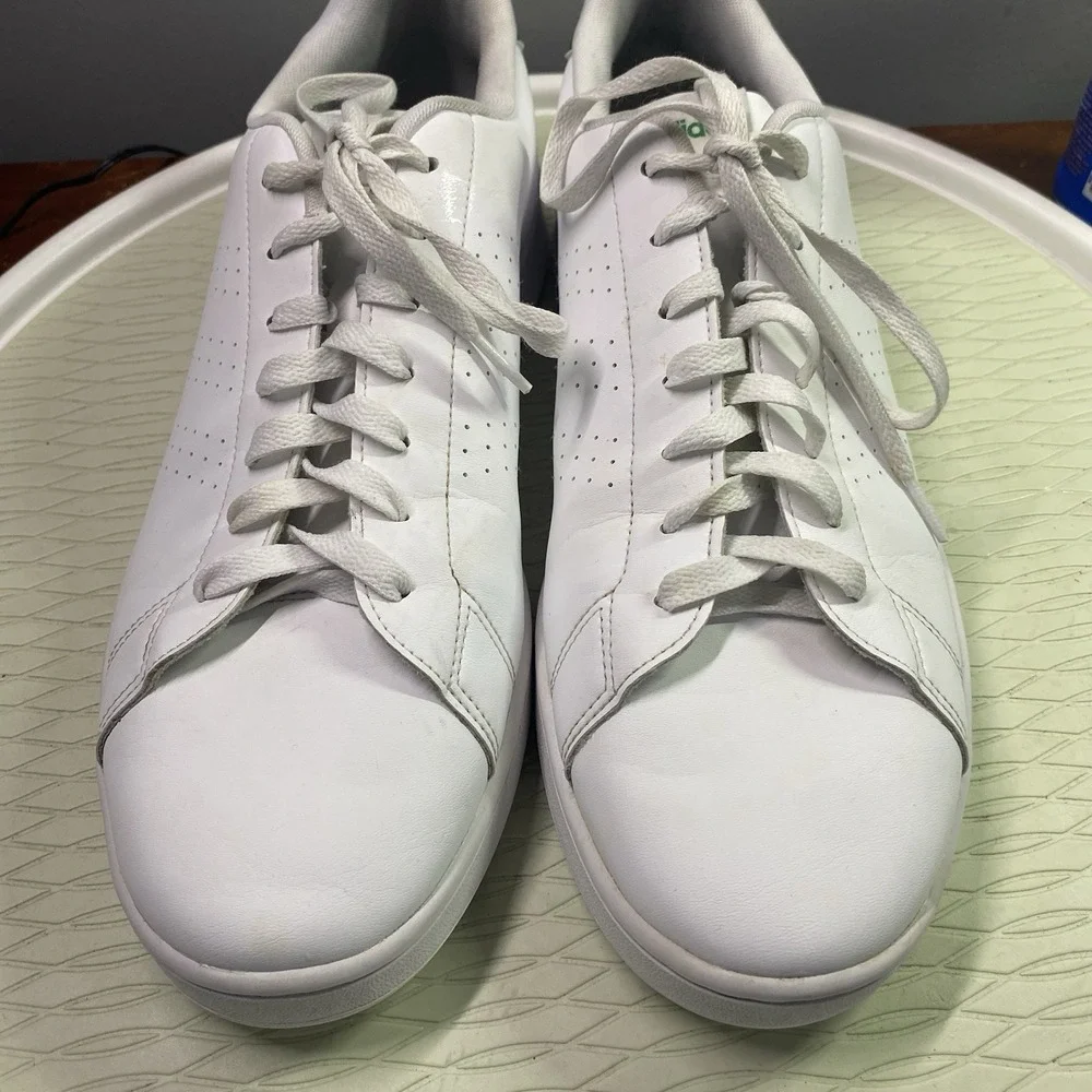 Adidas Men's Advantage Sneaker Tennis Shoe, Footwear White/Green, US 13 UK 12.5‎